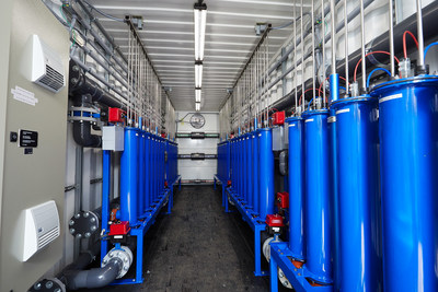 A view of the inside of a Dynamic Scale Reactor (DSR). The reactor chambers are modular and can be adapted to any size system.