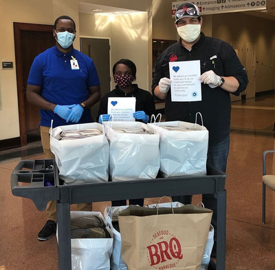 (BATON ROUGE, La.) Hancock Whitney was proud to support BRQ Restaurant in Baton Rouge, Louisiana, while serving #HealthcareHeroes on the COVID-19 front lines at Baton Rouge General's Bluebonnet Campus.