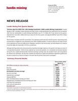 Lundin Mining First Quarter Results (CNW Group/Lundin Mining Corporation)