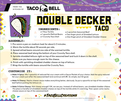 To help inspire the inner chef in us all, Taco Bell is rolling out a series of recipe cards straight from the Taco Bell Test Kitchen. The cards provide step-by-step instructions on how to use the ingredients to whip up beloved favorites from the past, like the Double-Decker Taco.
