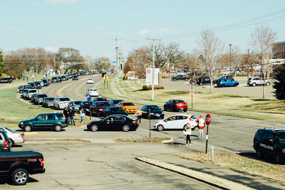 Convoy of Hope recently reached the milestone of distributing 10 million meals through its network of partners. Meal distribution sites with long lines of cars, like the one pictured here, provide people who have been hit hard from the COVID-19 pandemic with meals and relief supplies.