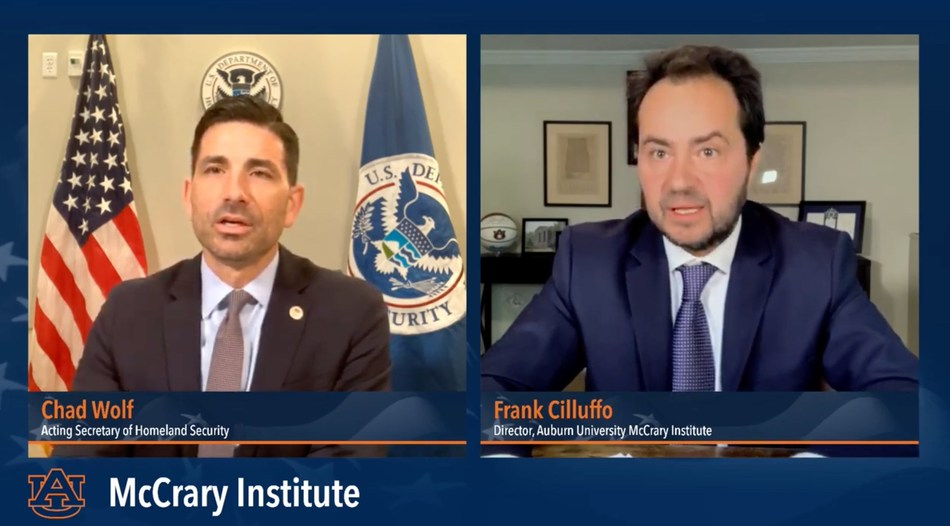 Acting Secretary of Homeland Security Chris Wolf participated in a virtual event Thursday with Frank Cilluffo, director of Auburn University’s McCrary Institute, during which Wolf discussed the department’s focus on economic security and COVID-19.