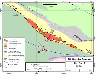 Figure 1: Location of drill sections provided as figures in this release. (CNW Group/Great Bear Resources Ltd.)