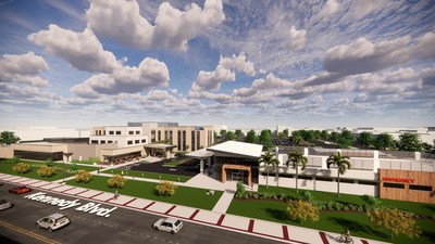 Rendering of Tampa General Hospital and Kindred Healthcare's new inpatient rehabilitation hospital with freestanding emergency department to be constructed in Tampa, FL.  Groundbreaking to take place in the summer of 2020.