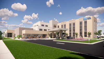 Rendering of Tampa General Hospital and Kindred Healthcare's new inpatient rehabilitation hospital with freestanding emergency department to be constructed in Tampa, FL.  Groundbreaking to take place in the summer of 2020.