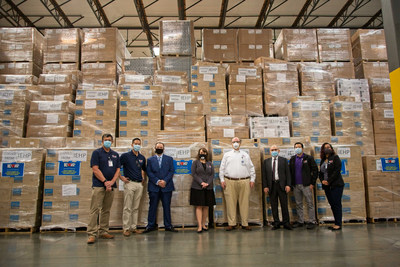 IEHP's Leadership team stands proudly before the health plan's first large shipment of PPE to be distributed to front-line providers in the Inland Empire.