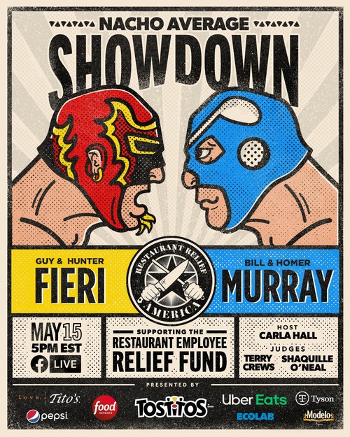 Nacho-loving rivals Guy Fieri and Bill Murray are teaming up for a “Nacho Average Showdown” virtual nacho-making competition to raise awareness and donations for the Restaurant Employee Relief Fund (RERF).