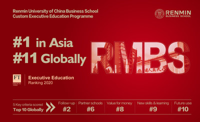The Renmin University of China Business School's Executive Education Programme Ranks First in Asia and 11th Globally in the 2020 FT Executive Education Rankings (PRNewsfoto/Renmin University of China Busi)