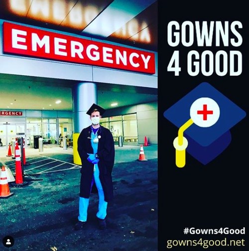 Nathaniel "Than" Moore, above, coordinates the donation of graduation gowns to health care workers on the front lines of the COVID-19 pandemic, where the gowns may be used as alternative personal protective equipment. Moore is an emergency medicine physician assistant in the University of Vermont Medical Center.