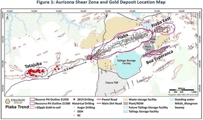 Aurizona Shear Zone and Gold Deposit Location Map (CNW Group/Equinox Gold Corp.)