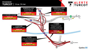 Projet Turcot - Travaux intensifs : fermetures de quatre jours dans le corridor de l'autoroute 15 durant la longue fin de semaine