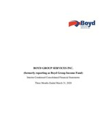 Boyd Group Services Inc. Reports First Quarter 2020 Results