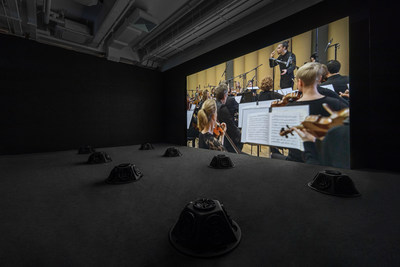 Muted Situations #22: Muted Tchaikovsky's 5th, 2018, HD video, eight-channel sound installation, and carpet, 45 min, Courtesy of the artist Installation view, 2019. Image: Winnie Yeung @ iMAGE28 Courtesy of M+, Hong Kong