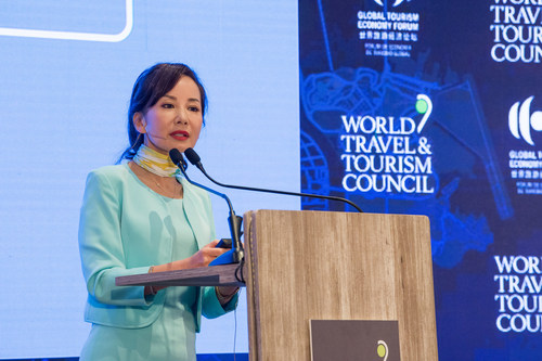 Jane Sun, WTTC Vice Chair and Trip.com Group CEO (pictured) speaks at WTTC event.