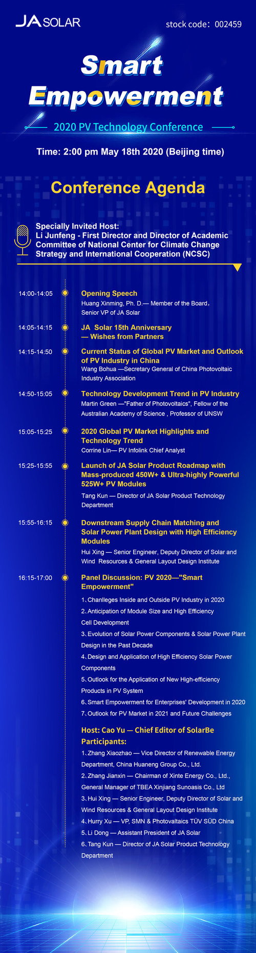 Agenda de la conferencia (PRNewsfoto/JA Solar Co., Ltd.)