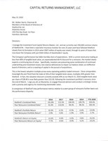 Capital Returns Management Sends Letter to Board of Watford Holdings Ltd. Calling for Bold Action in Light of Massive Price to Book Discount