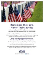 This Memorial Day, VITAS Healthcare is offering memorial services via Zoom for family members and caregivers of veterans who have died.