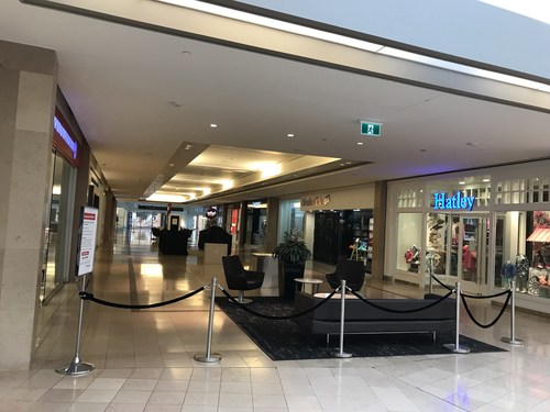 Closed store in the mall during COVID-19 lockdown