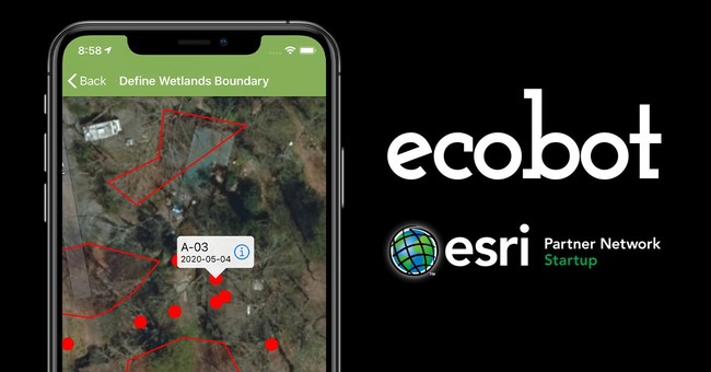As a result of a partnership between Ecobot and Esri, geospatial modeling, mapping, georeferencing, and data collection capabilities are available within the Ecobot wetland delineation app.