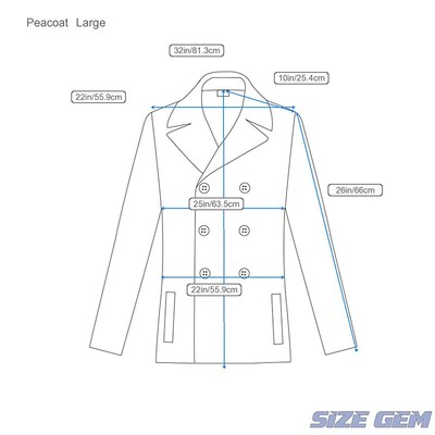 Men's Peacoat Size Chart