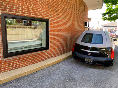 Drive-by viewing window available at Evan W. Smith Funeral Services, Wilmington location.