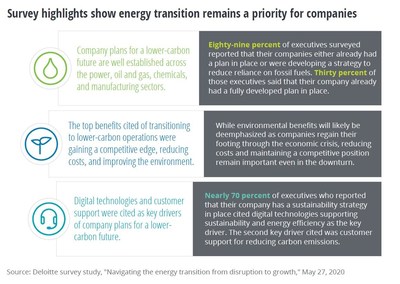 Survey highlights show energy transition remains a priority for companies