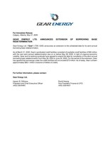 Gear Energy Ltd. Announces Extension of Borrowing Base Redetermination (CNW Group/Gear Energy Ltd.)