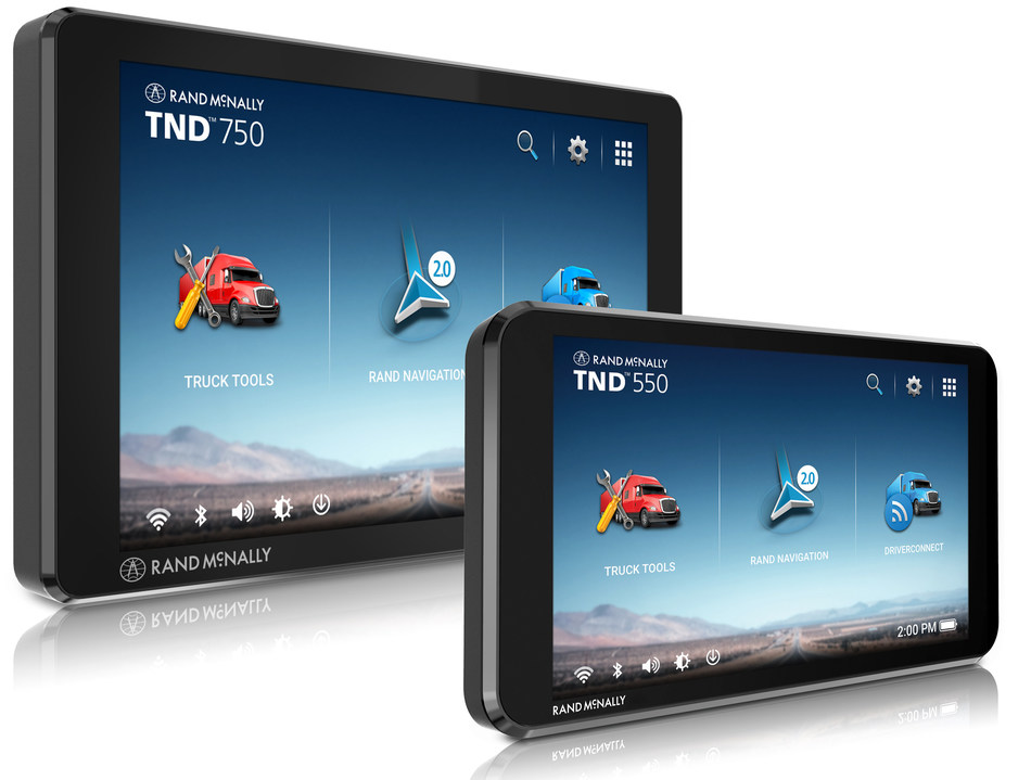 Rand McNally's new TND 750 and 550 truck navigation devices with Rand Navigation 2.0 software