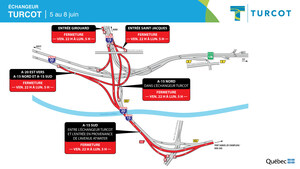 Projet Turcot - Fermetures majeures dans le corridor de l'autoroute 15 durant la fin de semaine du 5 juin 2020