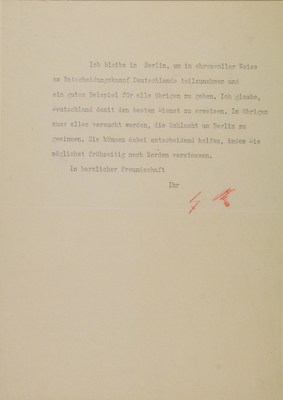 Hitler's Last Letter from His Bunker and "Suicide Sofa" Relic Go to Auction