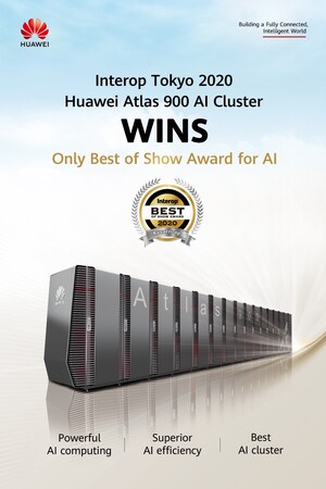 El clúster de inteligencia artificial Atlas 900 de Huawei gana el único premio "Best of Show" para IA en la Interop Tokio 2020