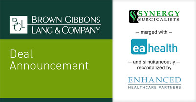 Brown Gibbons Lang & Company is pleased to announce the merger of Synergy Surgicalists, one of the nation’s top providers of surgicalist staffing to acute care settings, with EA Health Solutions, the nation’s leading provider of specialty physician on-call compensation solutions and physician staffing services. BGL’s Healthcare & Life Sciences team served as the exclusive financial advisor to Synergy.