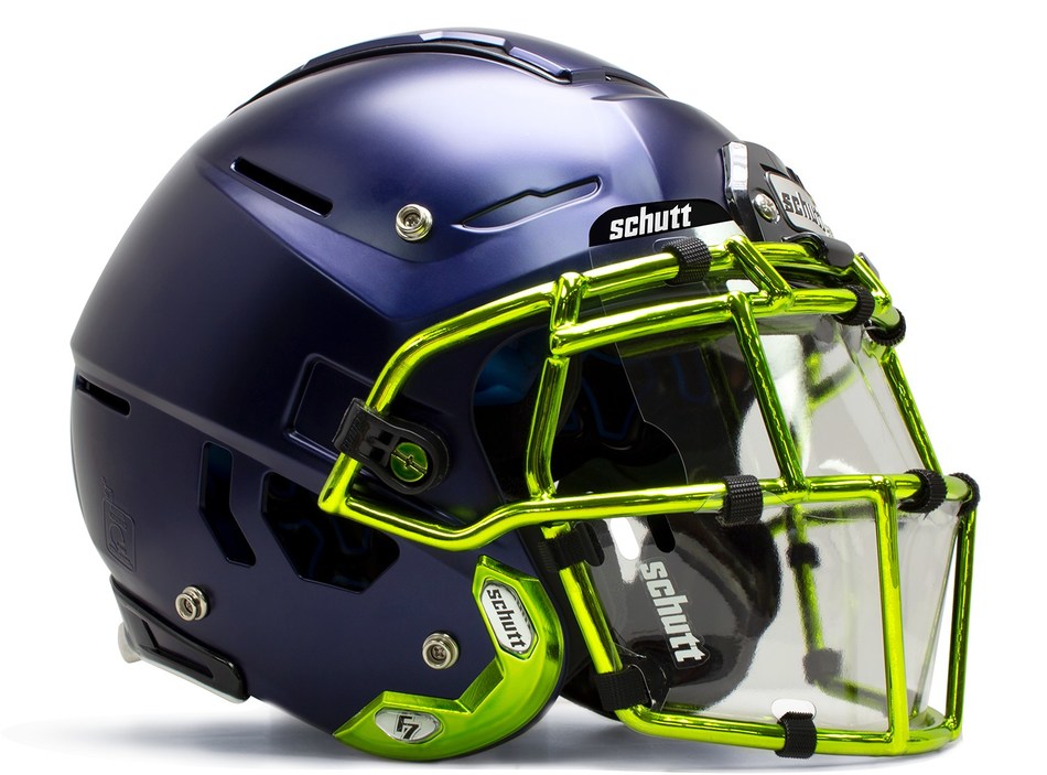 Schutt Sports' Splash Shield that will offer some protection for football players from harmful droplets caused by talking, sneezing and coughing in close proximity.