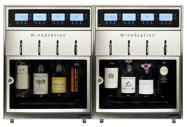 Pictured are two of the countertop or built in Wine Station units. They each hold 4 bottles of opened wine.