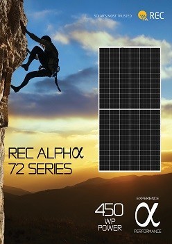 REC Alpha solar panels reaching 450 Wp