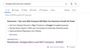 RankSnack Featured as Google's Best Local SEO Company in Snippet RankSnack Featured as Google's Best Local SEO Company in Snippet