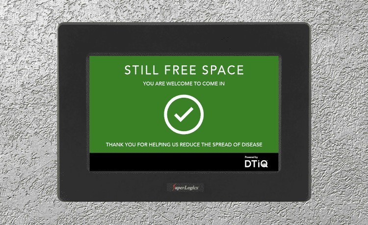DTiQ's occupancy management solution virtually calculates occupancy rate within a location, alerts employees and customers entering through a digital display.