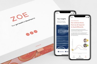 The ZOE app and insights report (PRNewsfoto/ZOE Health)