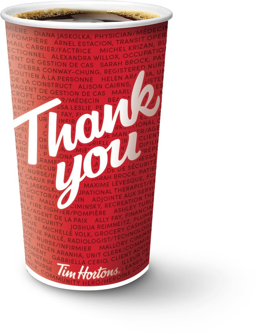 Tim Hortons To Recognize And Thank Thousands Of Essential Workers By Printing Their Names On Limited Edition Tim Hortons Hero Cups