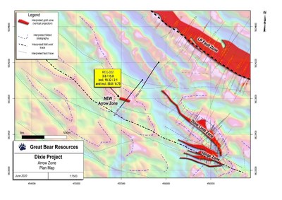 Figure 1: Location of the Arrow zone and current regional drill holes. (CNW Group/Great Bear Resources Ltd.)