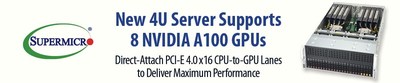 New Optimized Supermicro A+ Server supports 8 NVIDIA A100 PCIe GPUs in 4U