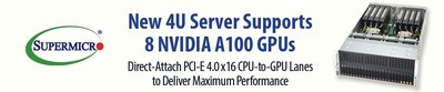 ovo servidor A+ otimizado da Supermicro dá suporte a 8 GPUs NVIDIA A100 PCIe em 4U