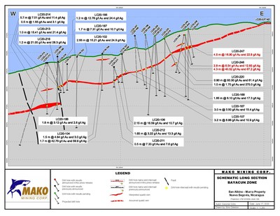 Schematic-Long-Section (CNW Group/Mako Mining Corp.)