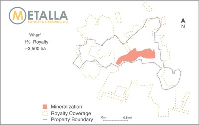 Wharf Royalty Map (CNW Group/Metalla Royalty and Streaming Ltd.)