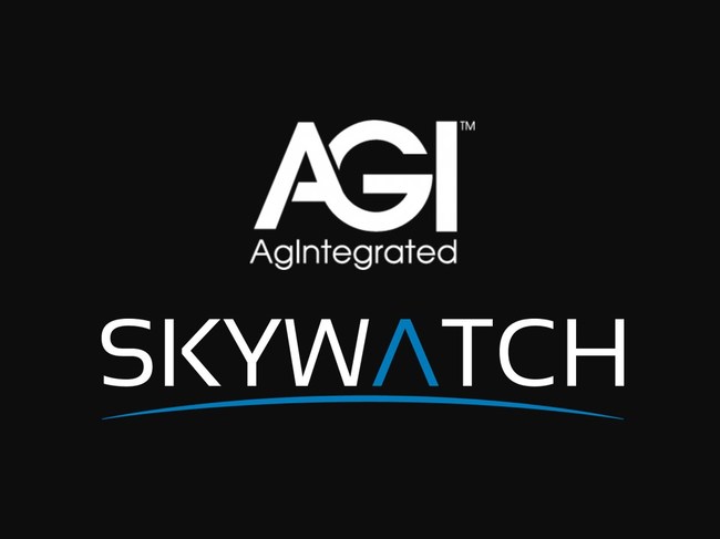The logos of AgIntegrated and SkyWatch
