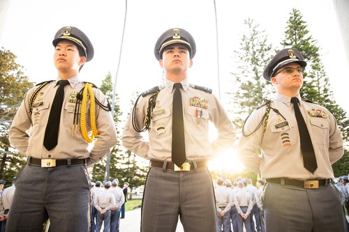 Army and Navy Academy Cadet leaders during daily morning formation