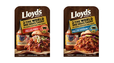 Lloyd's Pecanwood Smoked Pulled Pork and Hickory Hardwood Smoked Pulled Chicken with Pig Beach Mustard BBQ Sauce