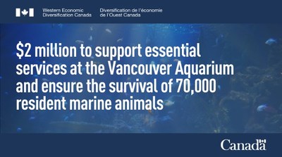 $2 million to support essential services at the Vancouver Aquarium and ensure the survival of 70,000 resident marine animals (CNW Group/Western Economic Diversification Canada)