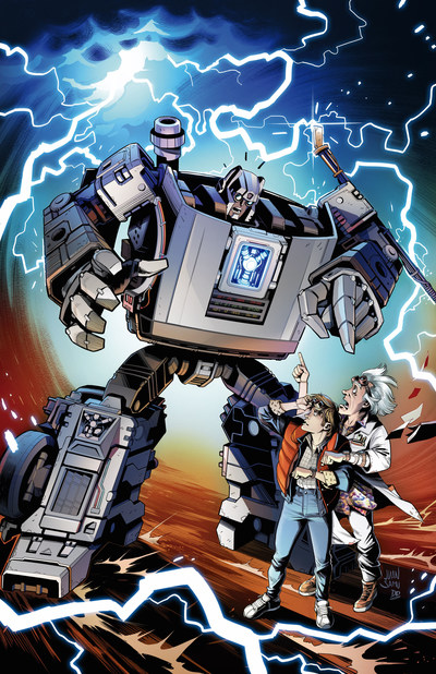 In addition to the collectible figure, from IDW comes Transformers / Back to the Future – the four-part, comic book series. The first issue cover is being revealed today and will be available in October 2020.