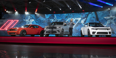 Tim Kuniskis, Global Head of Alfa Romeo and Head of Passenger Cars – Dodge, SRT, Chrysler and FIAT, FCA – North America, introduces three 700+ horsepower SRT versions across the Dodge lineup for the 2021 model year. Introducing (left to right) the 807-horsepower Dodge Challenger SRT Super Stock, 710-horsepower Durango SRT Hellcat and 797-horsepower Charger SRT Hellcat Redeye.